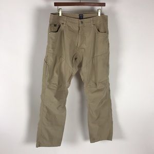 KUHL Mens Hiking Pants~Kahki~Vented Knees & Crotch~Size 34 X 30